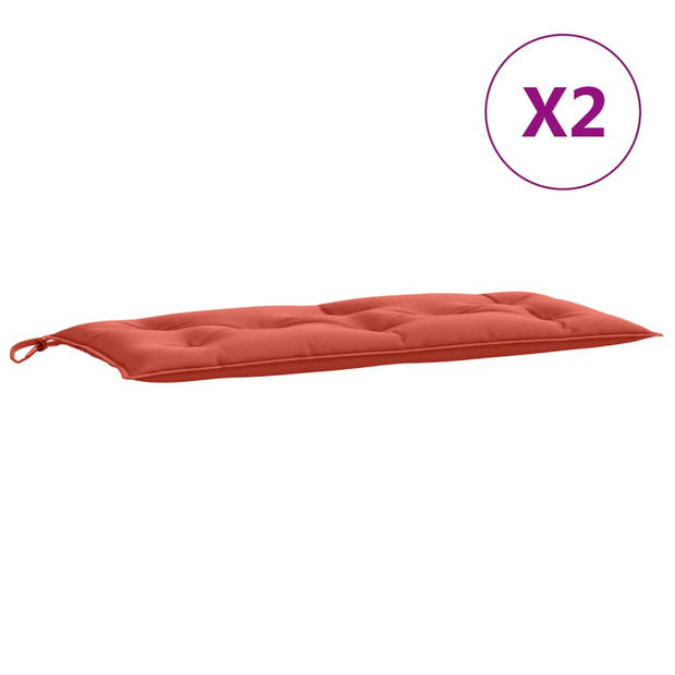 vidaXL Tuinbankkussens 2 st 100x50x7 cm stof gemêleerd rood