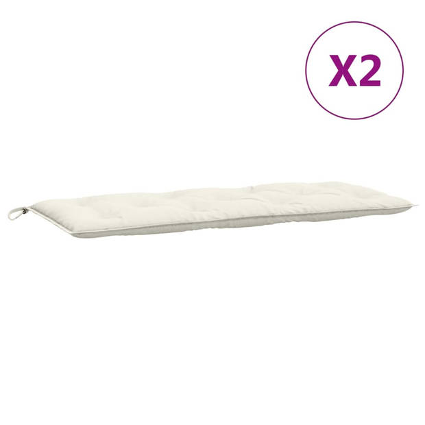 vidaXL Tuinbankkussens 2 st 120x50x7 cm stof gemêleerd crèmekleurig