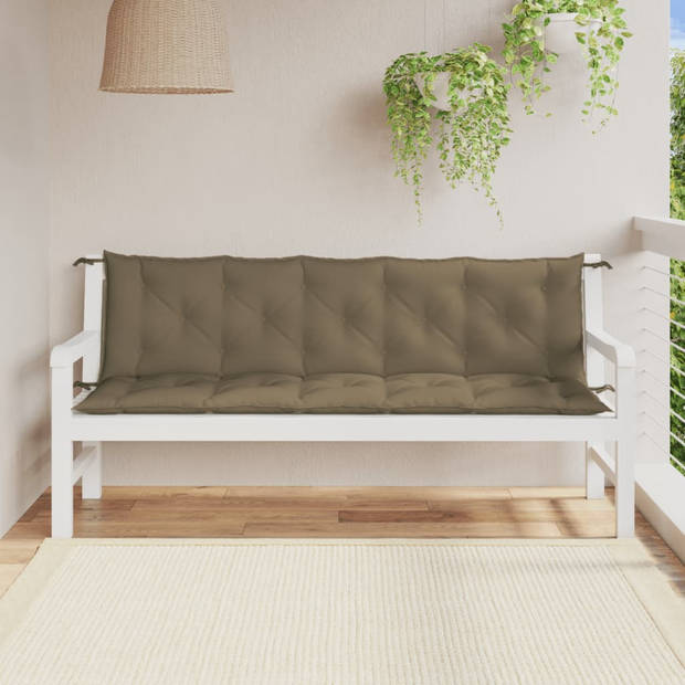 vidaXL Tuinbankkussens 2 st 180x50x7 cm stof gemêleerd taupe