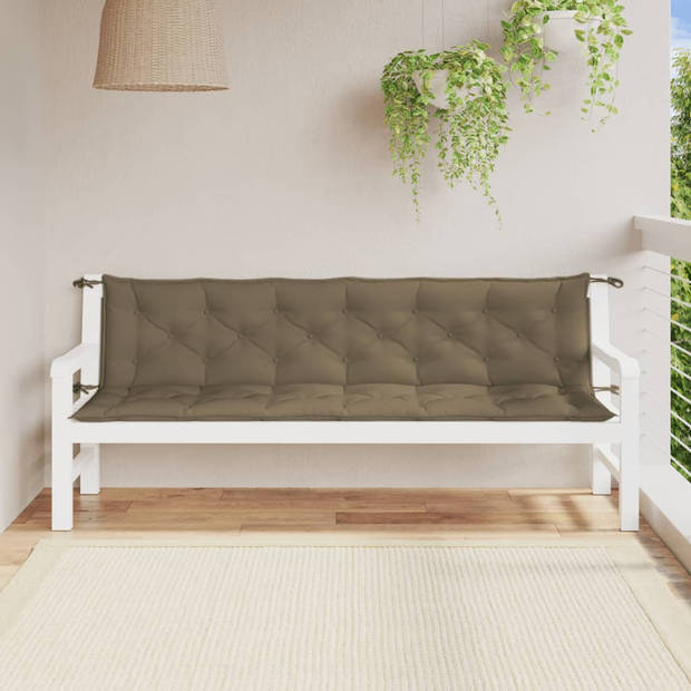 vidaXL Tuinbankkussens 2 st 200x50x7 cm stof gemêleerd taupe