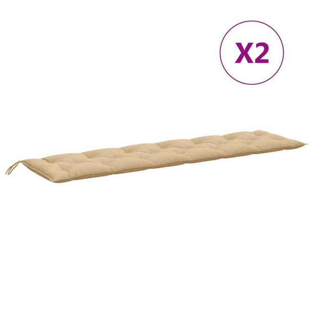 vidaXL Tuinbankkussens 2 st 200x50x7 cm stof gemêleerd beige