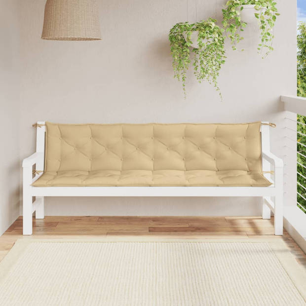 vidaXL Tuinbankkussens 2 st 200x50x7 cm stof gemêleerd beige