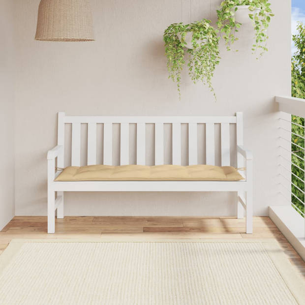 vidaXL Tuinbankkussen 150x50x7 cm stof gemêleerd beige