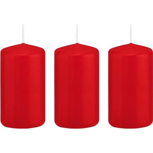 3x Kaarsen rood 5 x 10 cm 23 branduren sfeerkaarsen - Stompkaarsen