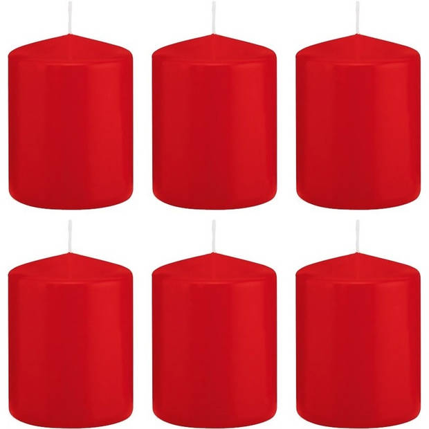 6x Kaarsen rood 6 x 8 cm 29 branduren sfeerkaarsen - Stompkaarsen