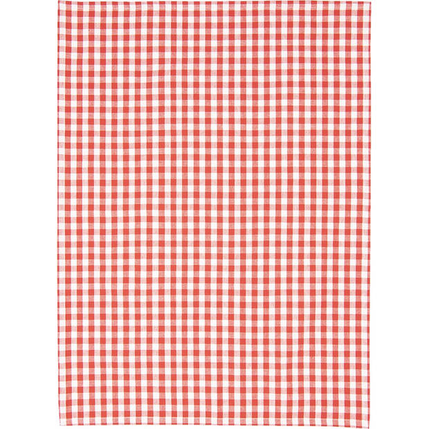 Clayre & Eef Theedoek 50x70 cm Rood Wit Katoen Ruit Keukenhanddoek