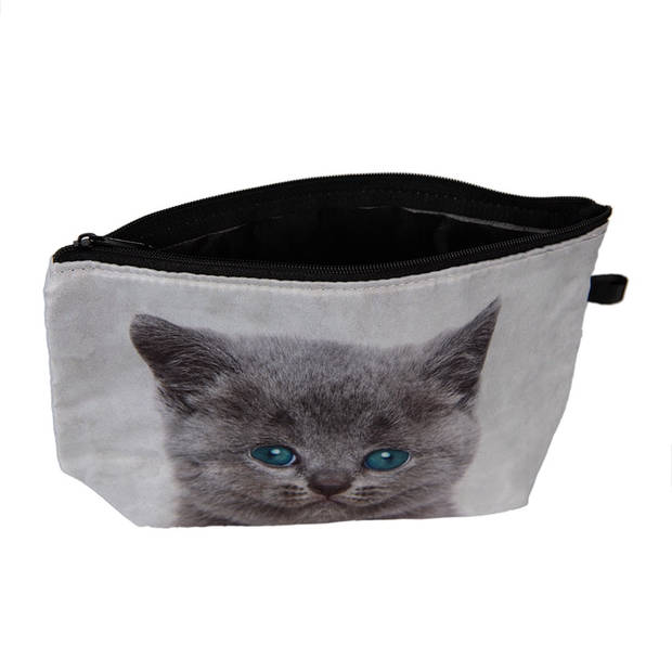 Juleeze Toilettas Dames 22x13x18 cm Grijs Synthetisch Kat