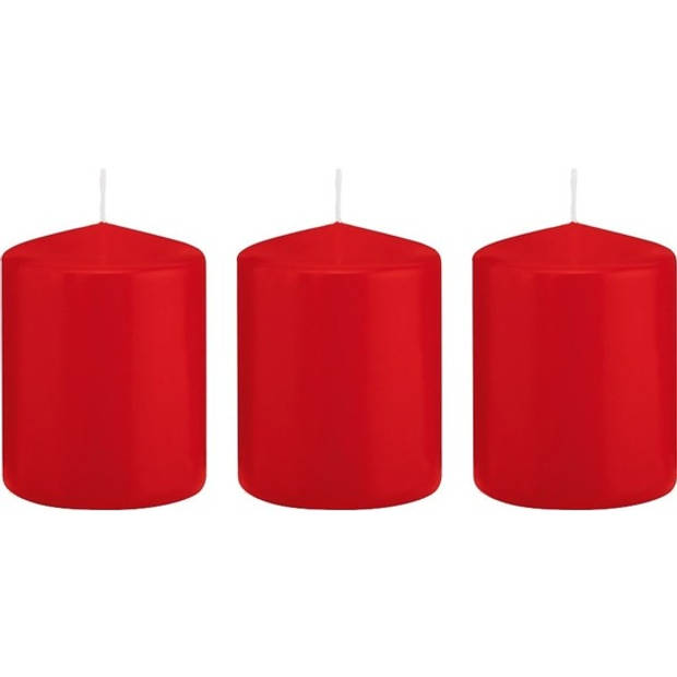 3x Kaarsen rood 6 x 8 cm 29 branduren sfeerkaarsen - Stompkaarsen