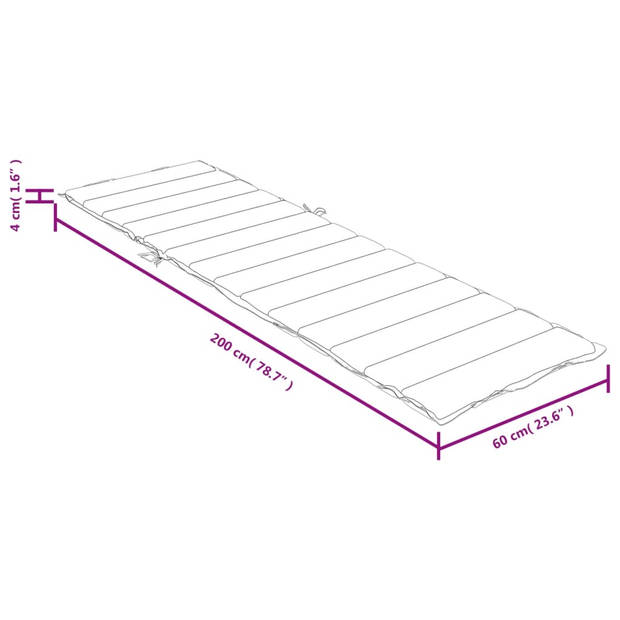 vidaXL Ligbedkussen 200x60x4 cm stof gemêleerd beige