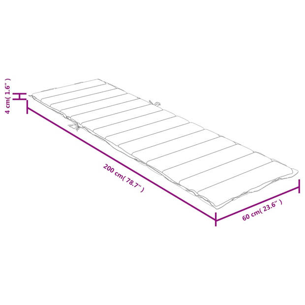 vidaXL Ligbedkussen 200x60x4 cm stof gemêleerd lichtgrijs