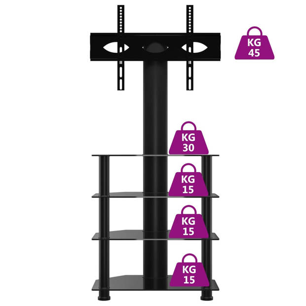 vidaXL Tv-standaard hoek 4-laags voor 32-70 inch zwart