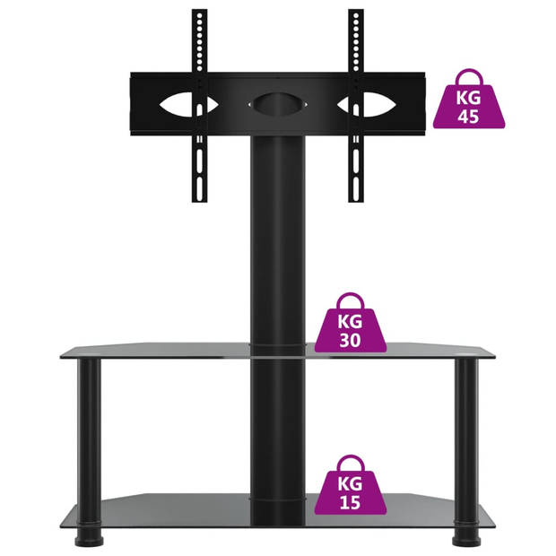 vidaXL Tv-standaard hoek 2-laags voor 32-70 inch zwart