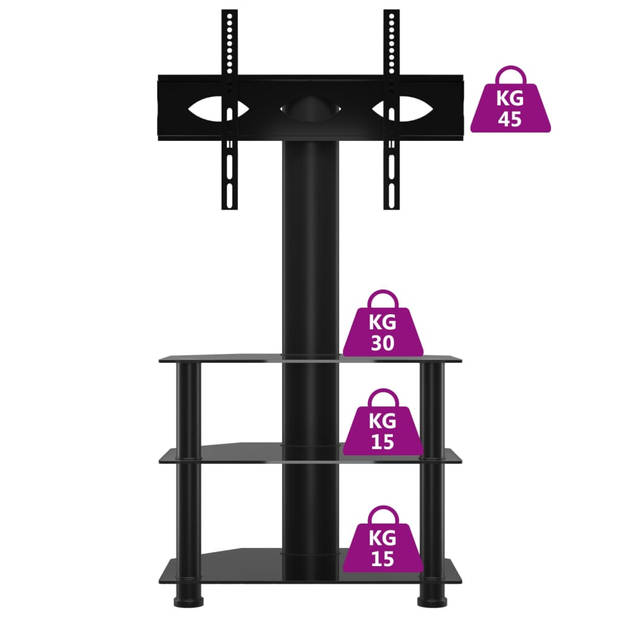 vidaXL Tv-standaard hoek 3-laags voor 32-70 inch zwart