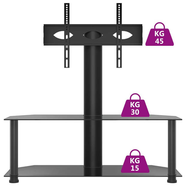 vidaXL Tv-standaard hoek 2-laags voor 32-70 inch zwart