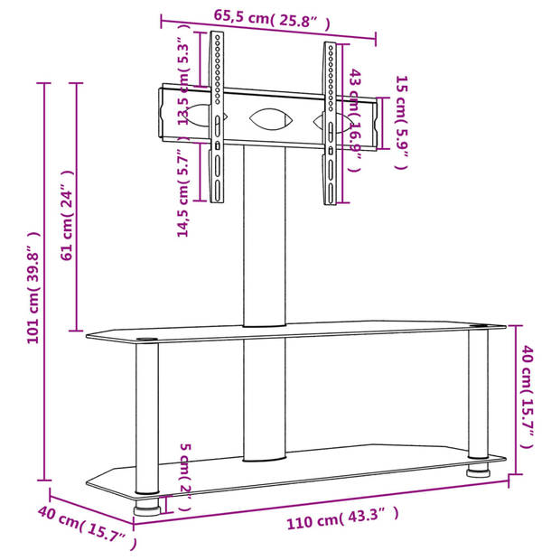 vidaXL Tv-standaard hoek 2-laags voor 32-70 inch zwart