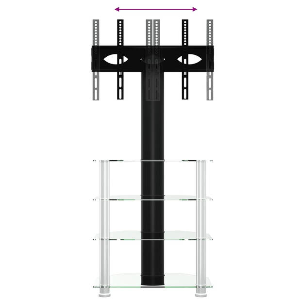 vidaXL Tv-standaard hoek 4-laags voor 32-70 inch zwart en zilverkleur