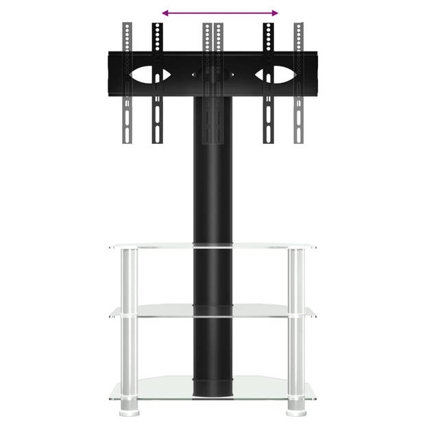 vidaXL Tv-standaard hoek 3-laags voor 32-70 inch zwart en zilverkleur