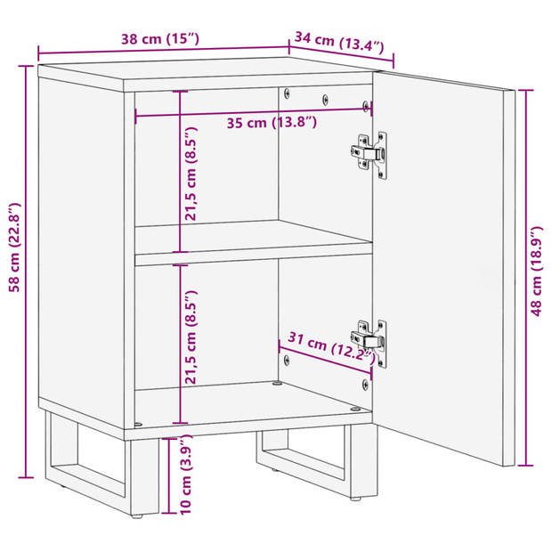 vidaXL Badkamerkast 38x34x58 cm massief acaciahout