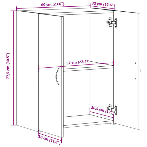 vidaXL Archiefkast 60x32x77,5 cm bewerkt hout sonoma eiken