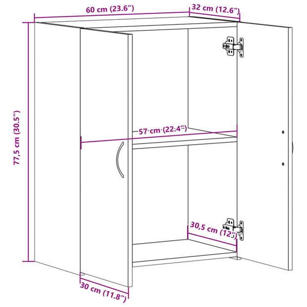 vidaXL Archiefkast 60x32x77,5 cm bewerkt hout betongrijs