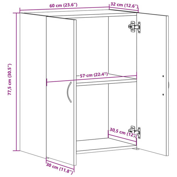 vidaXL Archiefkast 60x32x77,5 cm bewerkt hout sonoma eikenkleurig