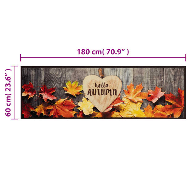 vidaXL Keukenmat wasbaar herfstprint 60x180 cm fluweel