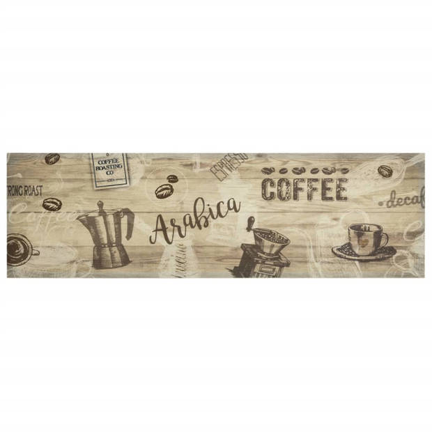 vidaXL Keukenmat wasbaar koffieprint 45x150 cm fluweel bruin