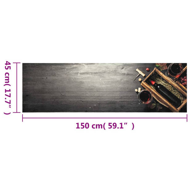 vidaXL Keukenmat wasbaar wijnflesprint 45x150 cm fluweel