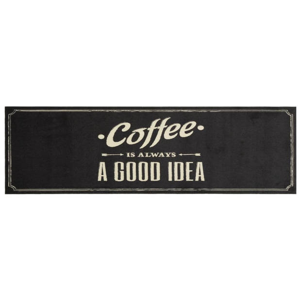 vidaXL Keukenmat wasbaar koffietekst 45x150 cm fluweel