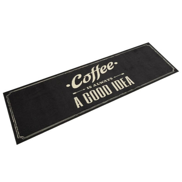 vidaXL Keukenmat wasbaar koffietekst 45x150 cm fluweel