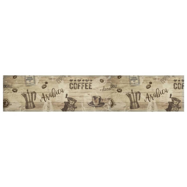 vidaXL Keukenmat wasbaar koffieprint 60x300 cm fluweel bruin