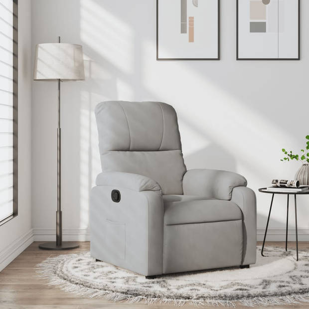 vidaXL Fauteuil verstelbaar microvezelstof lichtgrijs