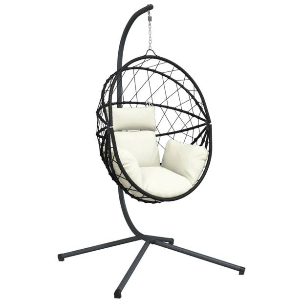 vidaXL Hangstoel met standaard rattan en staal beige