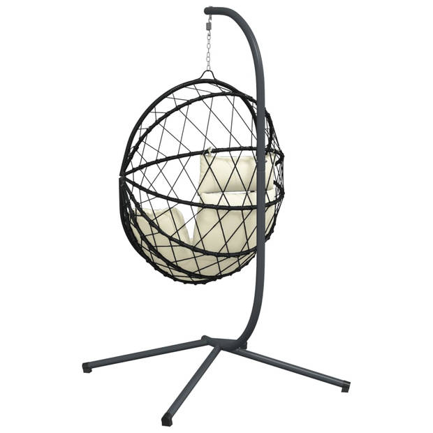 vidaXL Hangstoel met standaard rattan en staal beige