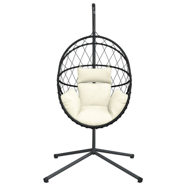 vidaXL Hangstoel met standaard rattan en staal beige