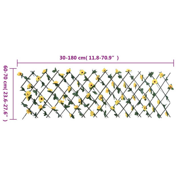 vidaXL Kunstplant klimop op latwerk 5 st uittrekbaar 180x60 cm geel