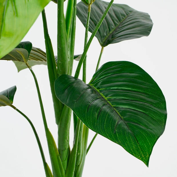 Groene Philodendron kunstplanten 100 cm met zwarte pot - Kunstplanten