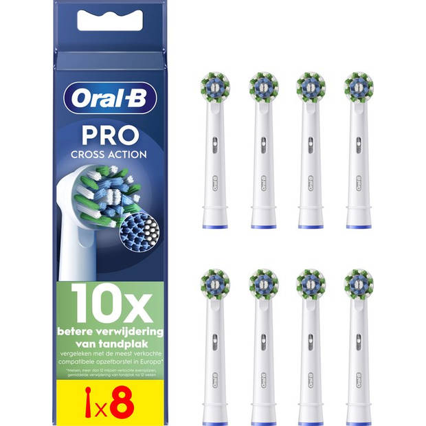 Oral-B opzetborstels CrossAction wit - 8 stuks