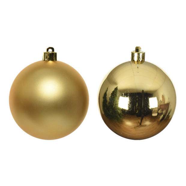 Decoris Kerstballen - 4x st - goud - D10 cm - kunststof - Kerstbal