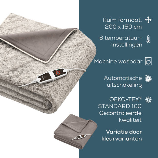 Beurer Elektrische Deken HD 150 Nordic - XXL - Taupe Fleece