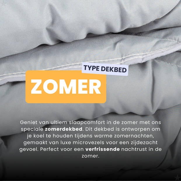 HappyBed Grijs 140x200 - Zomerdekbed zonder overtrek - wasbaar hoesloos dekbed - bedrukt dekbed voor fris en koel