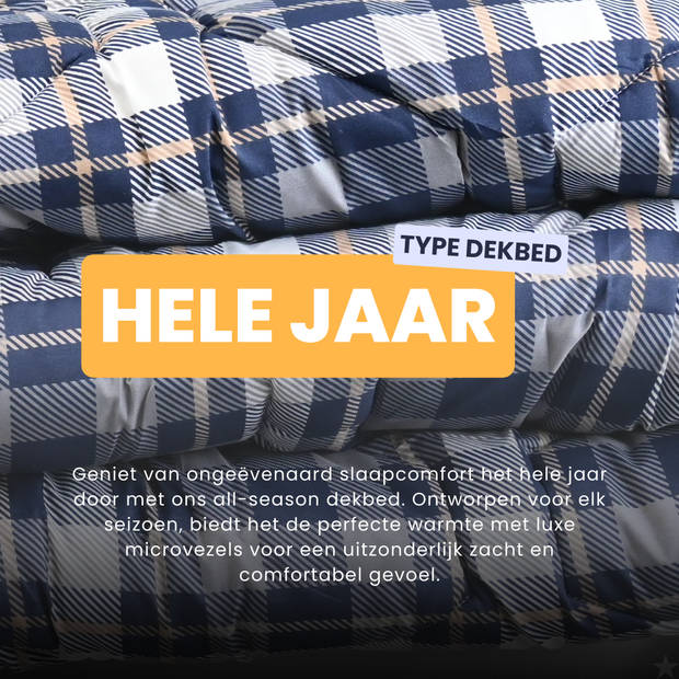 HappyBed Tartan 260x220 - Wasbaar dekbed zonder overtrek - Bedrukt dekbed zonder hoes