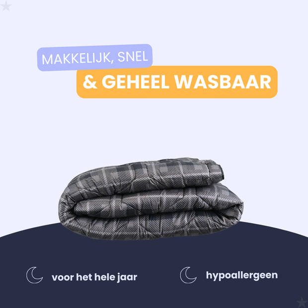 HappyBed Grey flanel 160x220 - Wasbaar dekbed zonder overtrek - Bedrukt dekbed zonder hoes