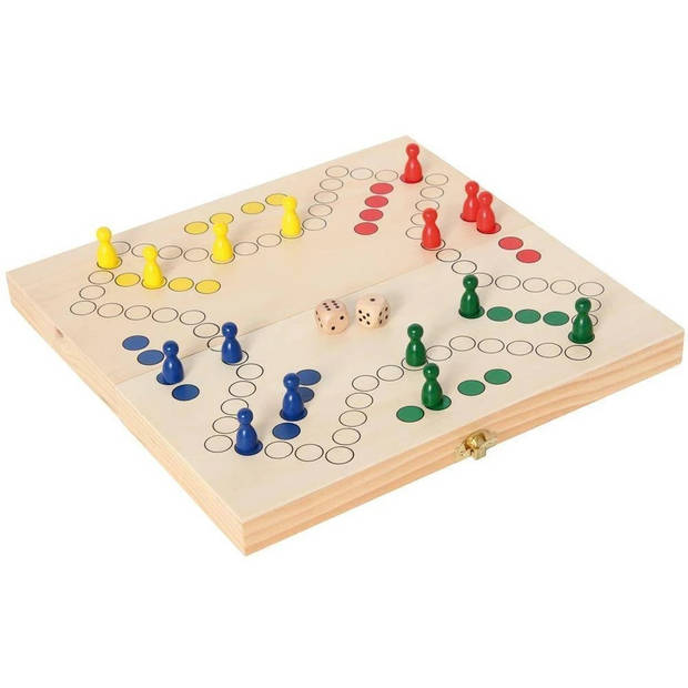 Keezen spel - houten keezenspel - reisspel casette 30 x 30 cm vouwbaar bordspel reisuitvoering