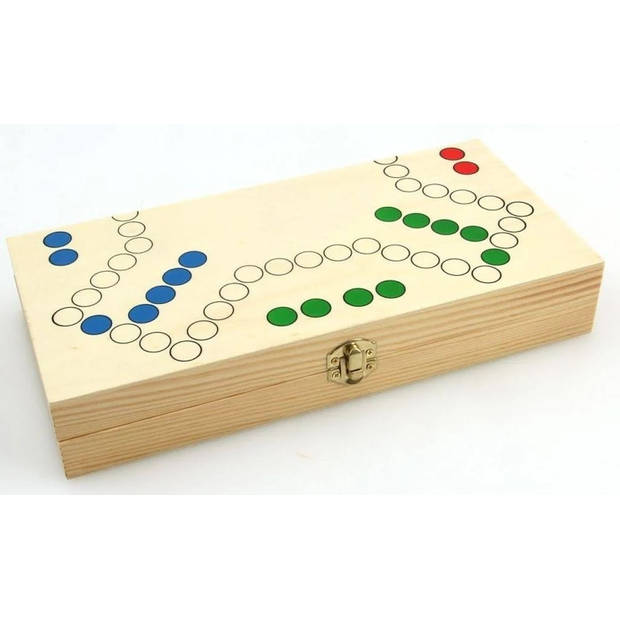 Keezen spel - houten keezenspel - reisspel casette 30 x 30 cm vouwbaar bordspel reisuitvoering