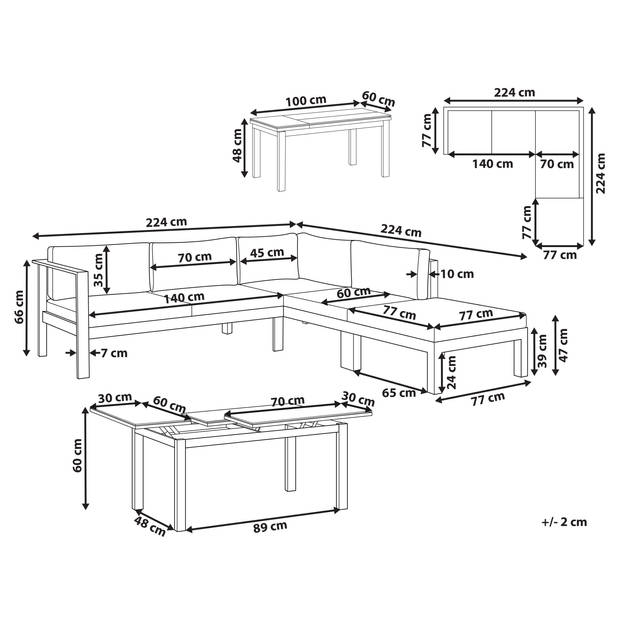 Beliani MESSINA - Loungeset-Wit-Aluminium