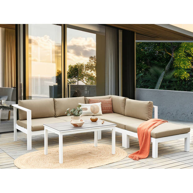 Beliani MESSINA - Loungeset-Wit-Aluminium