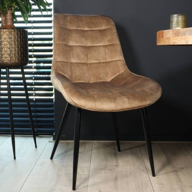 SET DEAL: 6 stuks Eetkamerstoel De Vince cognac velvet eetstoel