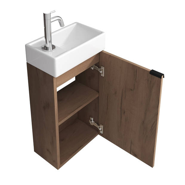 Badplaats Toiletmeubel Apollo 40cm met spiegel - bruin eiken