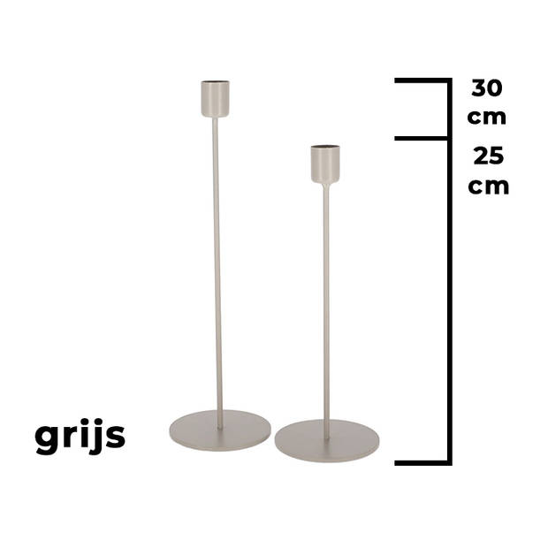 JENS Living Kandelaar finn - Set van 2 - Metaal - Grijs